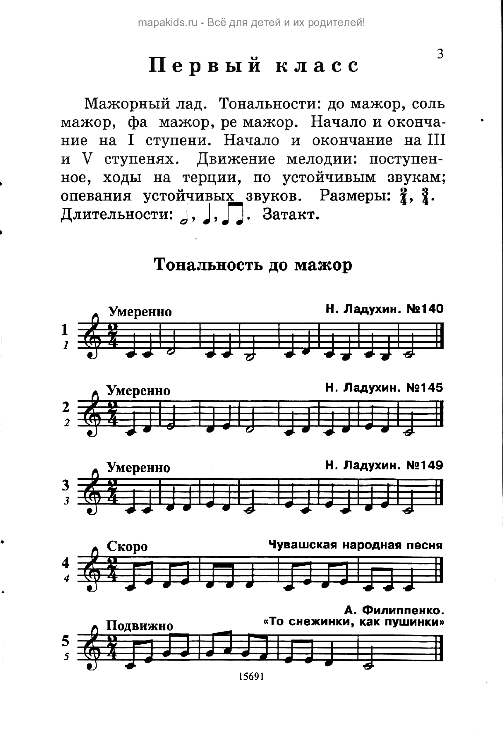 Диктанты по сольфеджио 1 класс