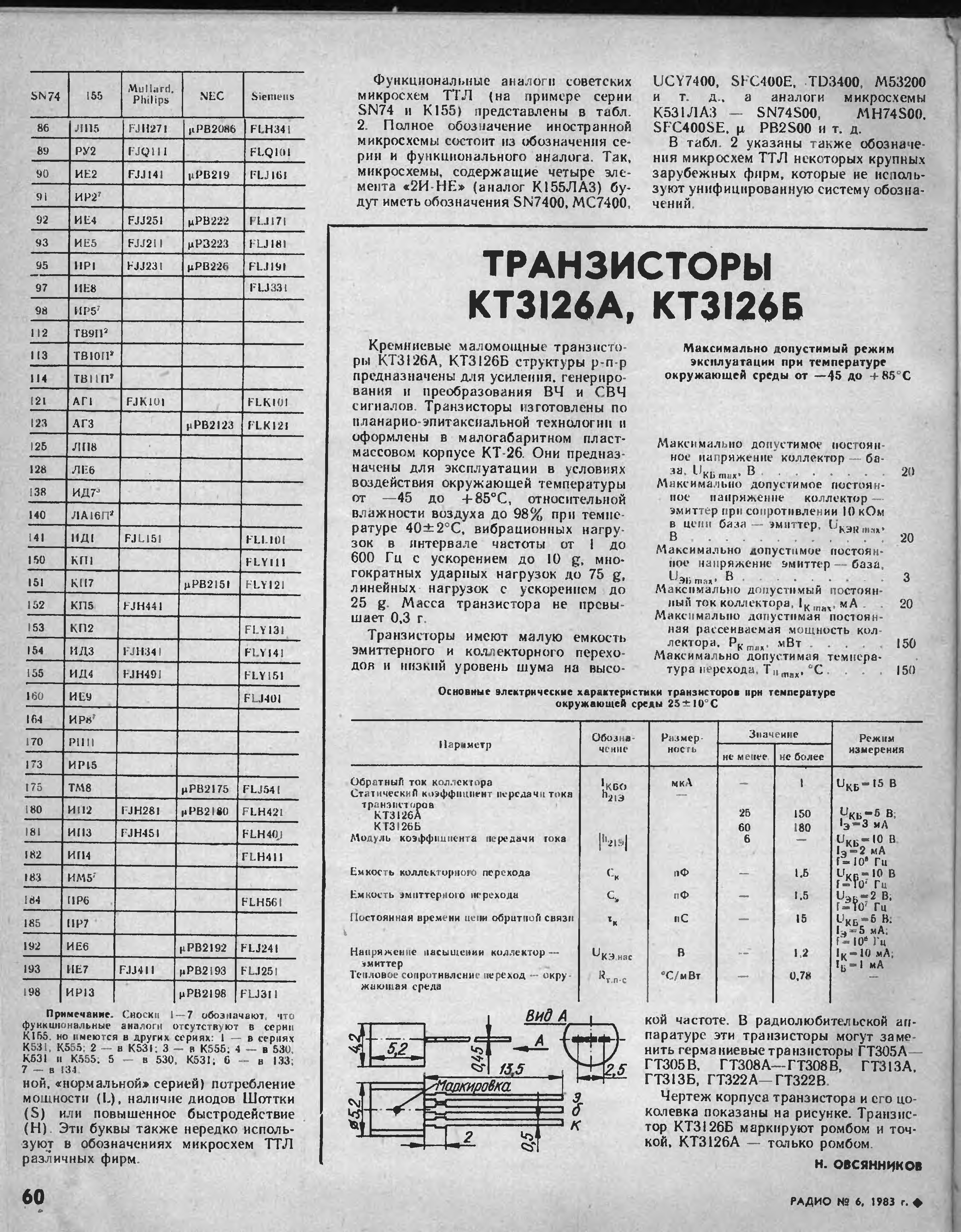 Радио 1983. Кт3126 транзистор характеристики. Кт645 транзистор характеристики. Параметры кт3126. Цветовая маркировка транзисторов кт3126.