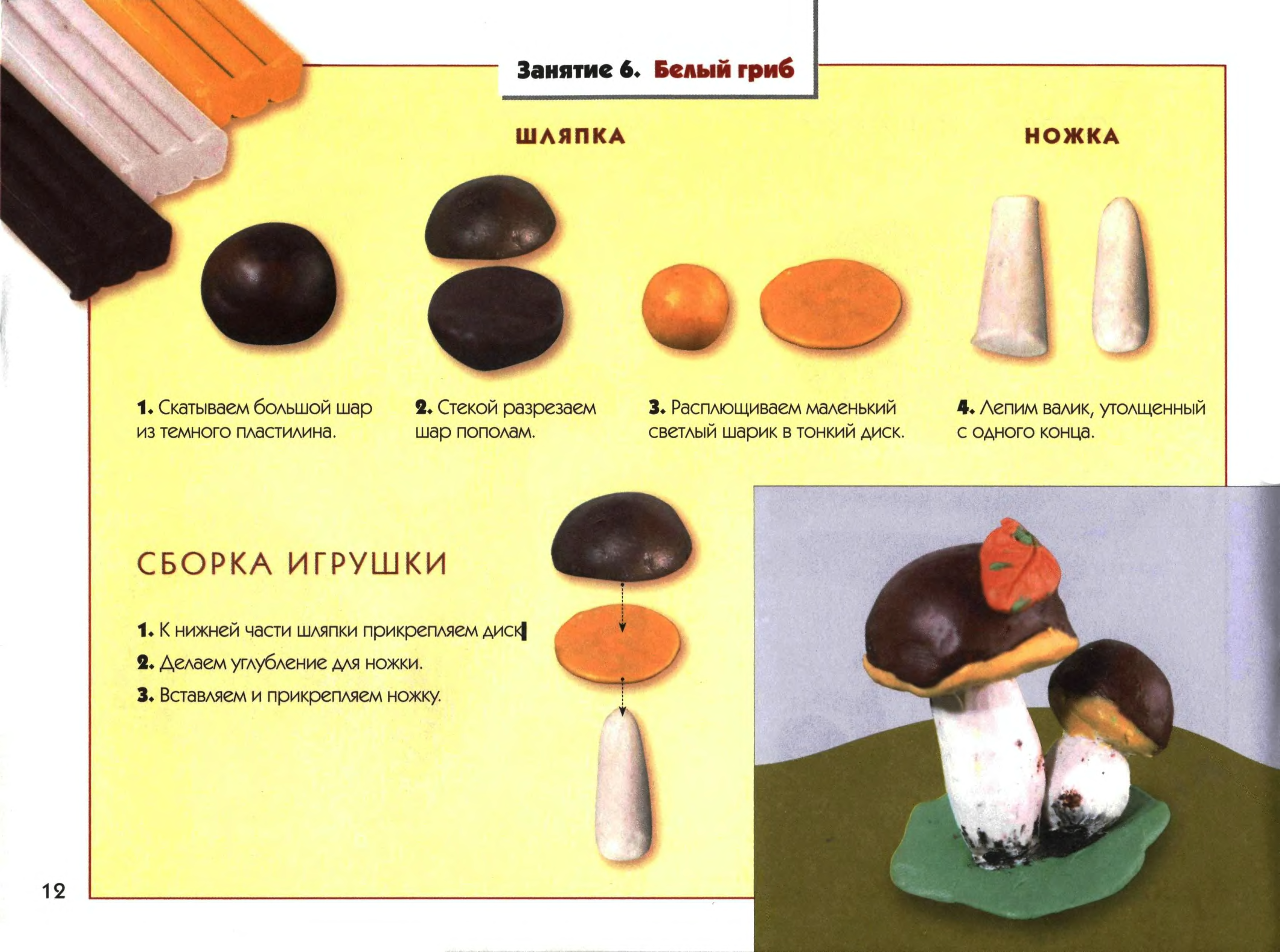 Схема лепки гриба в средней группе