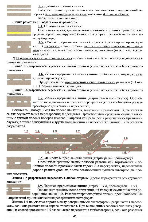 Сплошная край проезжей части пересекать. Разрешается пересекать линию горизонтальной разметки. Двойная прерывистая линия дорожной разметки. Полосы движения в пределах перекрестка. Сплошная линия разметки на полосе разгона.