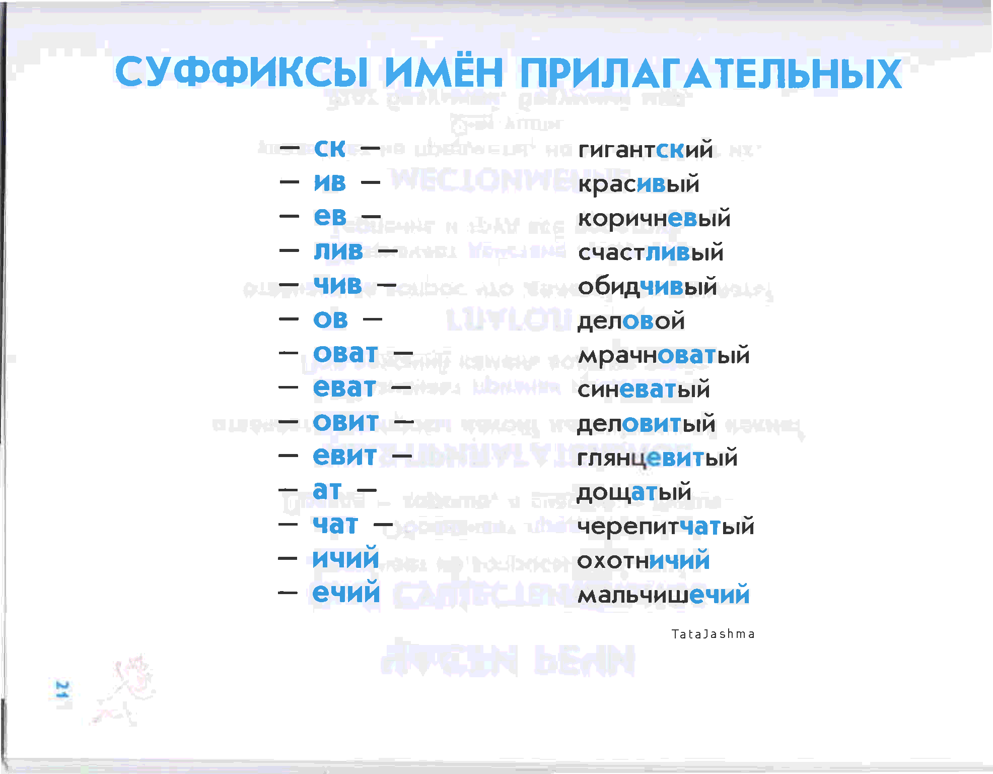 Тесты русский язык 6 класс прилагательное. Суффиксы прилагательных в русском языке таблица. Все суффиксы прилагательных в русском языке. Суффиксы прилагательного в русском языке. Суффиксы имен прилагательных.